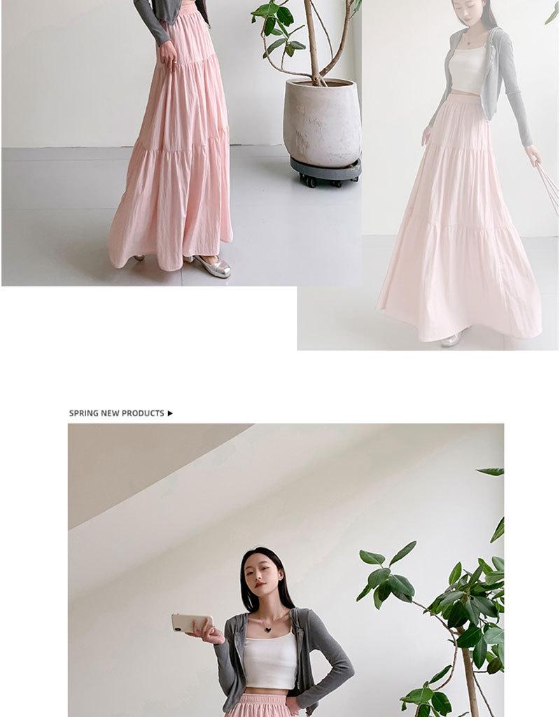 2026 New Style Women's Pink French Cake Skirt with Elastic Waistband - Spring/Summer Loose Slimming Half Skirt