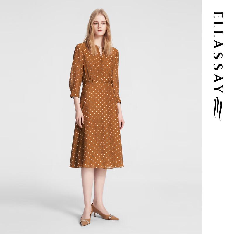 

ELLASSAY Women s Retro Polka Dot Mulberry Silk Midi Dress M