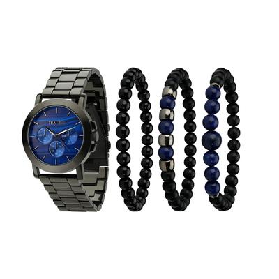 TIME100 "Flex Stack" Conjunto de Presente de 3 Peças com Relógio e Pulseira Masculinos - Relógio de Quartzo Premium Fabricado no Japão (Disponível em 3 cores) e Contas Empilháveis