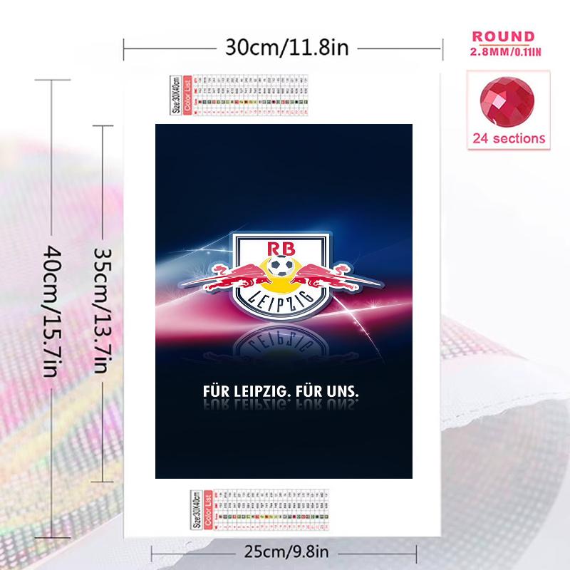 RB Leipzig Logo 100% Rund Vollbohrer 5D DIY Diamantmalerei Stickerei Kreuzstich Strass Dekor