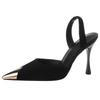 [Spot] Super sexy legs long legs thin high heels thin heel pointed black word with sandals 10cm sandals