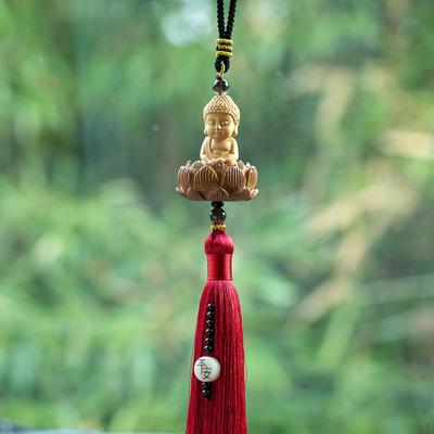 Buddha Statue Car Rear View Mirror Pendant Automotive Accessories Wall Hanger Dangling Ornament