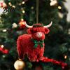 Unique Acrylic Gift Tags Highland Yak Ornament for Christmas Tree Hanging Decor, Cute 2D Flat Colorful Decor Pendant with Gold String Holiday