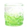 Kubakasaya Ryukyu Glass Rocks Glass, Okinawa Souvenir, Firefly Coral Glass, Green, Glow-in-the-Dark