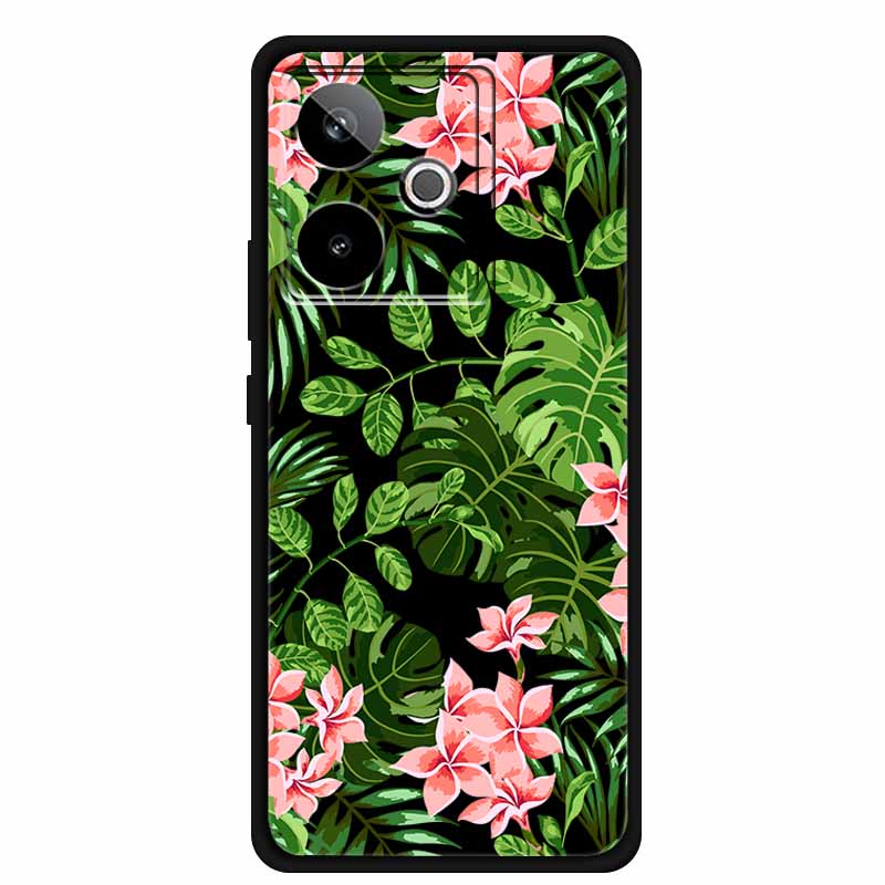 For Realme GT7 GT 7T Case Cute Floral Retro Black Silicone Soft Case Back Cover for Realme GT 7 TPU Funda For Realme GT 7T Coque