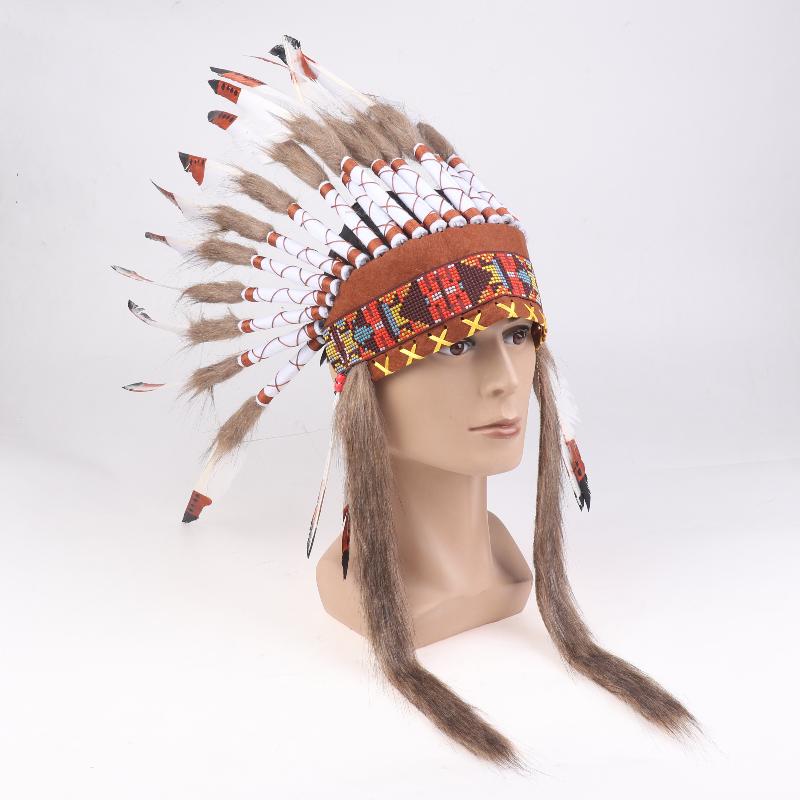 Fascia per copricapo da capo indiano con piume decorative per travestimenti, Halloween, spettacoli di danza, carnevali, feste