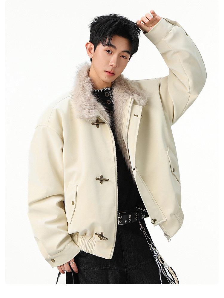 Harrington Men's Winter Velvet-Lined Eagle Cotton Jacket with Stand-Up Collar and Lux Leather Accents