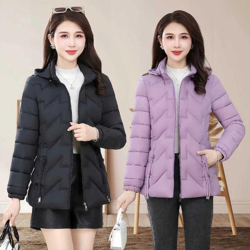 Casaco Acolchoado de Penas Feminino Curto Inverno Estilo Ocidental Casaco Acolchoado Leve Casaco Acolchoado para Mãe Casaco Emagrecedor