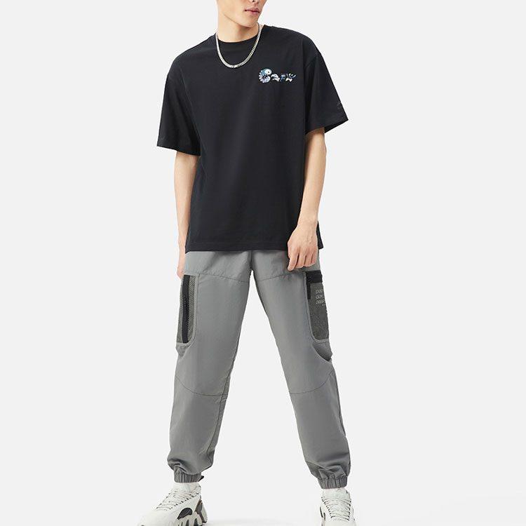 Li Ning Sports Fashion Collection T Shirts Unisex Black Crew Neck Moderate Straight Fit AHSSA57-2