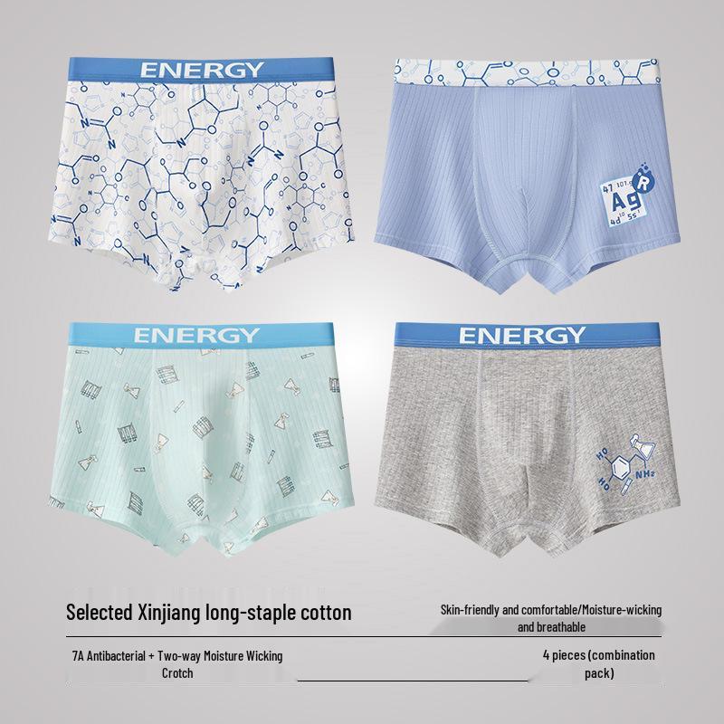 Boys' Breathable Cotton Boxer Briefs with Antibacterial Crotch, Sizes 15-18 Years