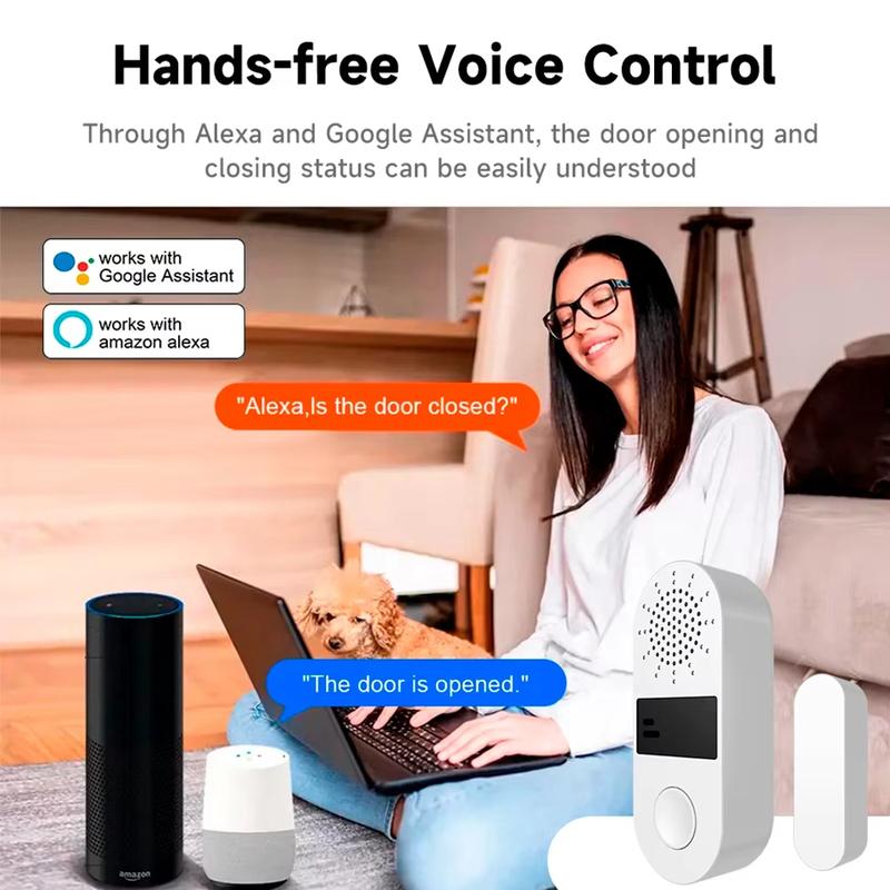 Tuya ZigBee Water Door Window Sensor 130dB Sound Control Alexa Door Detectors Open/Close APP Remote Light Alarm System