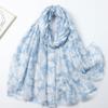 Bronzing Silk Road Flower Language Satin Cotton Printing Long Towel Factory Sales Travel Vacation Sunscreen Shawl