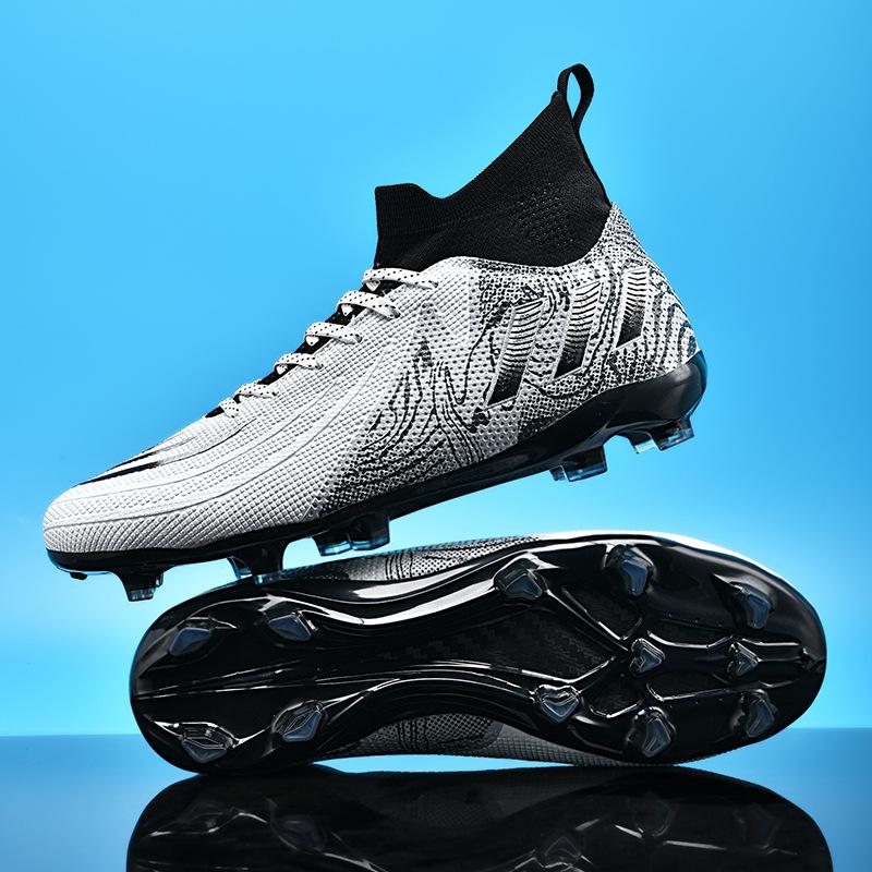 2025 European Cup Summer New High-top Football Shoes Two-color Children and Adolescents Long Nails Broken Nails Training Shoes