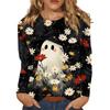 Women's Long-sleeved Loose-necked Halloween Print Casual Top, Suitable for Holiday Parties