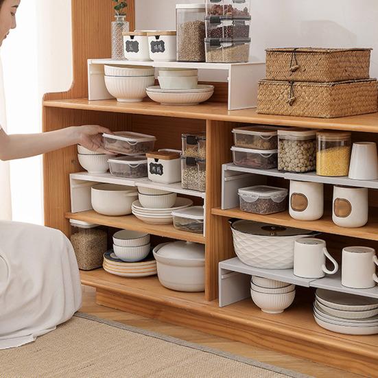 Retractable Storage Rack Plates Cutlery Seasonings Organization Kitchen Cabinets And Counter Layered Shelves Increase