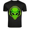 Alien DJ Kopfhörer T-Shirt - Cooles Grünes UFO Musikliebhaber Grafik