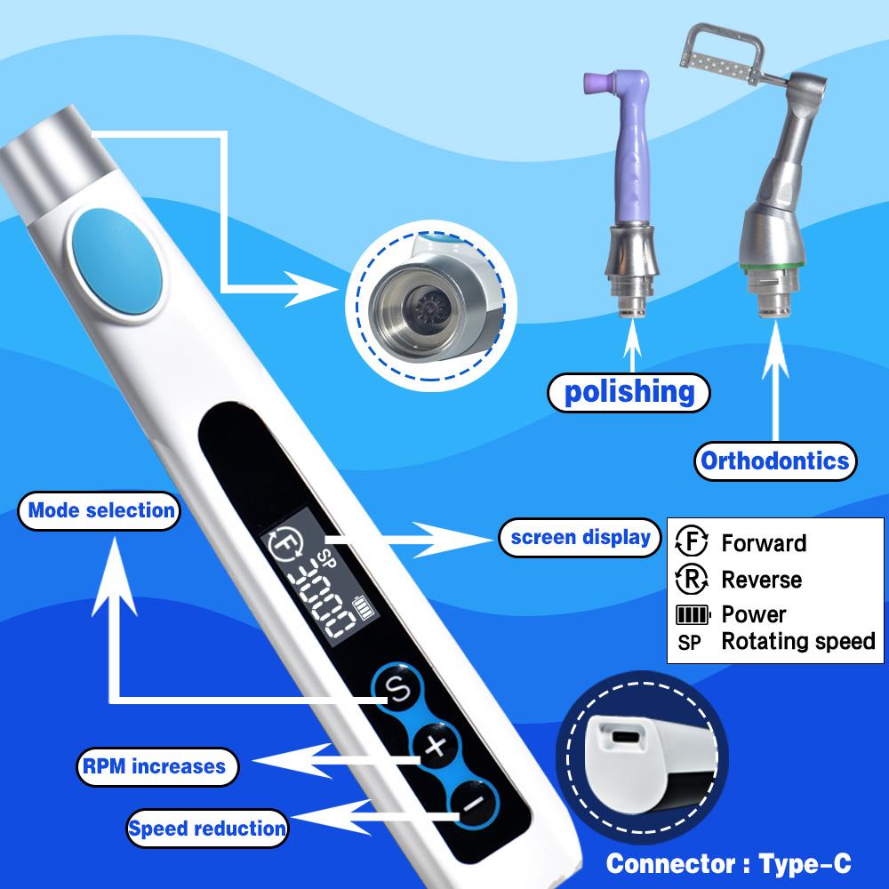Dental Teeth Surface Wireless Polishing Electric Motor With Prophy Angle Removable Head Rechargeable Polishing Machine