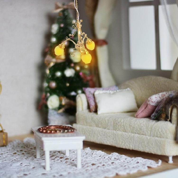 Doll House Ceiling Lamp Model Furniture Model Accessories Teenager Girls for 1:12 Dollhouses Living Room Decorations