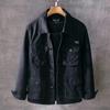 Chaqueta de Trabajo Casual Holgada para Hombre de Primavera y Otoño Lavada Simple Solapa Multibolsillo