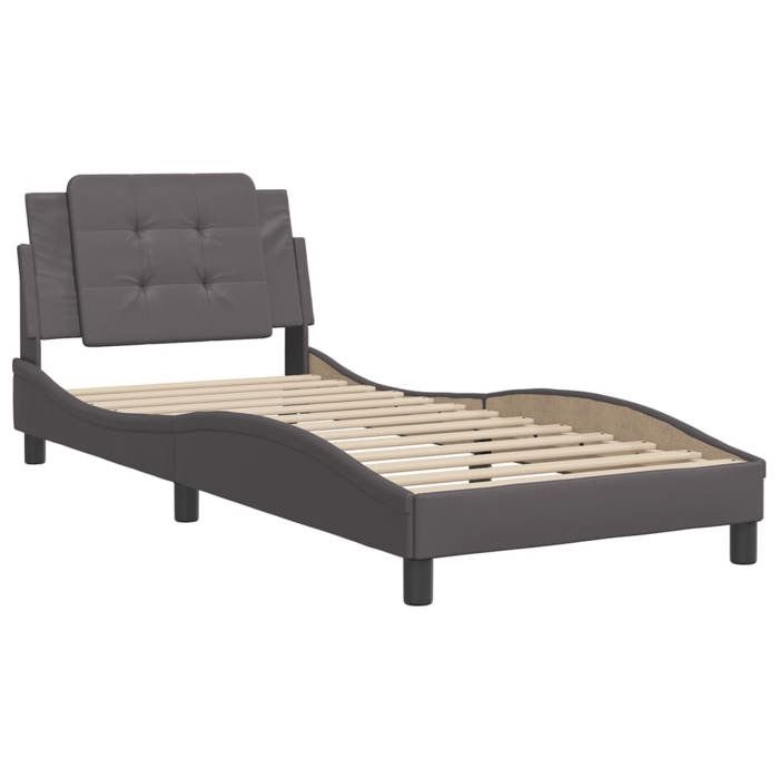 VidaXL Cadre de Lit avec Tête de Lit, Lit Rembourré, Lit Simple, Lit Adulte de Chambre à Coucher Intérieur, Gris 90x190 cm 3208152