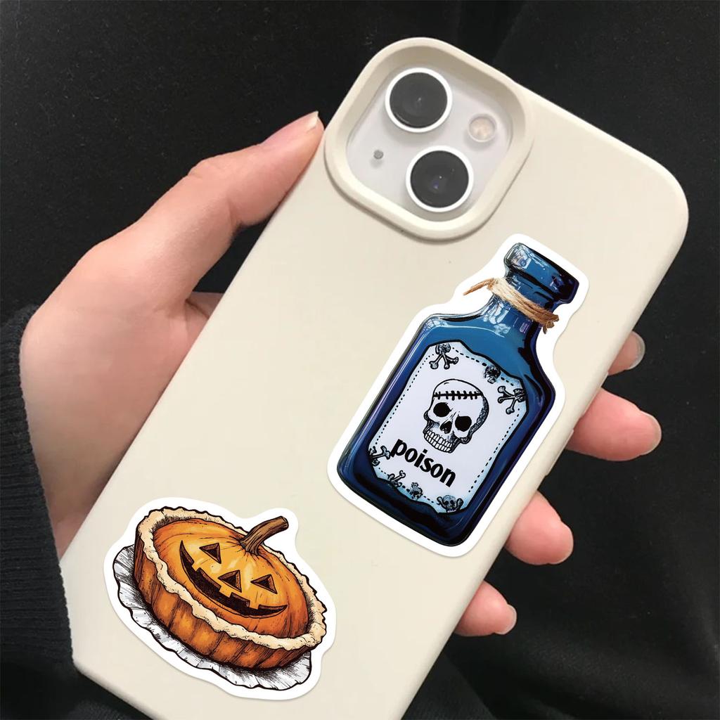 50PCS Halloween Potion Bottle Stickers Holiday-themed Painted Graffiti Mugs Phones Notebooks Luggage Decor Waterproof Stickers