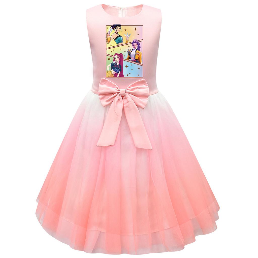 

Детское Платье Принцессы K-POP Руми Зои Мира с Принтом, Бантом, Без Рукавов, Сетчатая Пачка 150cm