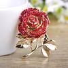 Blucome Full Austrian Crystal Blue Rose Flower Brooches Gold-color Coat Collar Plant Brooch Wedding Boutonniere Pullover Pins