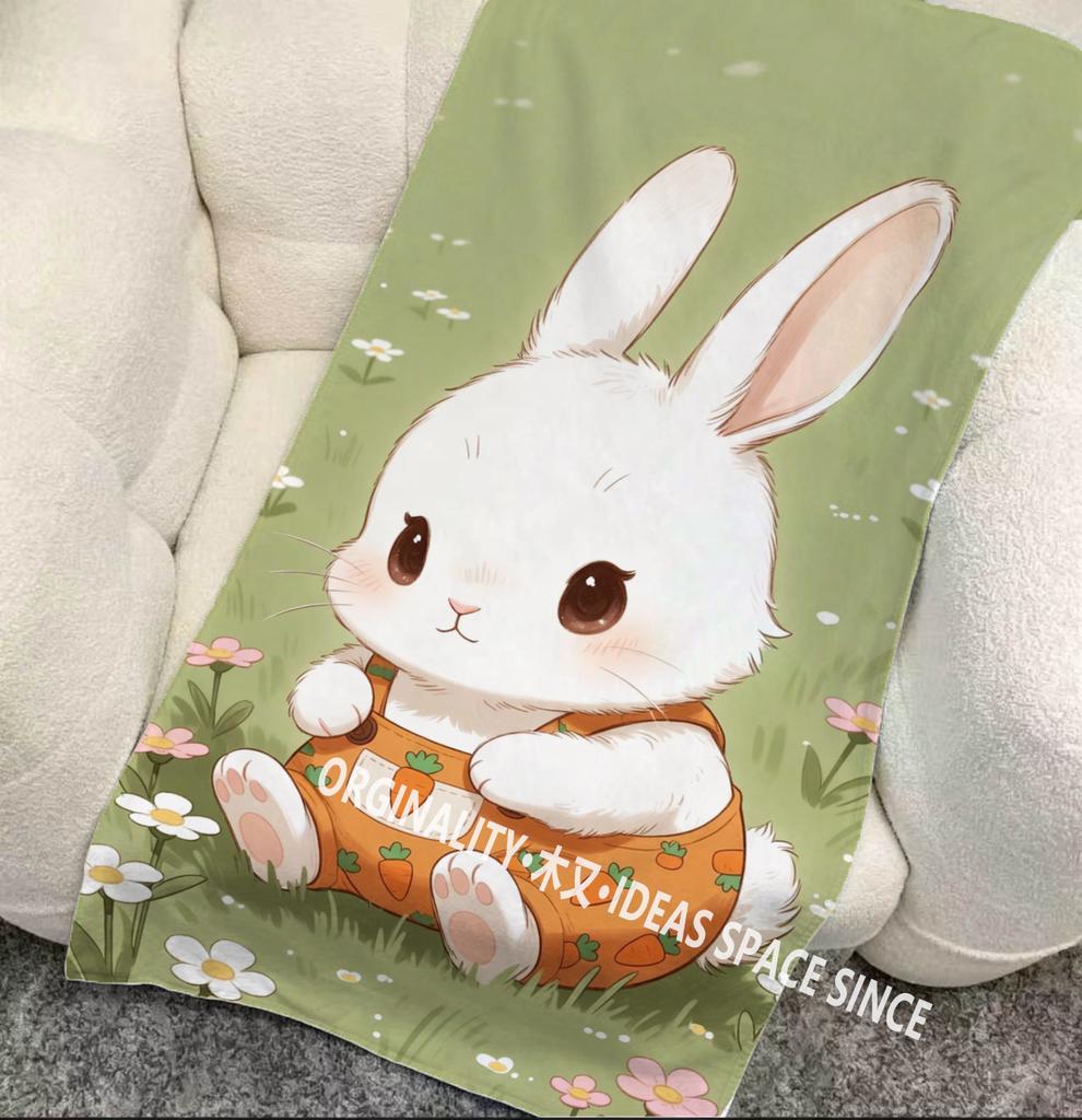 Cartoon Carrot Bunny Beach Towel Patterned Sunscreen And Windproof Suitable For Swimming Pool Camping Travel Blanket