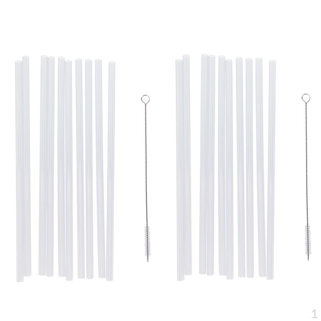 

20x Многоразовые Жесткие Пластиковые Питьевые Соломинки+2x Щетка для Чистки Домашний Декор для Вечеринки