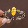Natural Bumblebee Jasper Gemstone Copper Wire Wrap Cuff Bangle Adjustable K2s80
