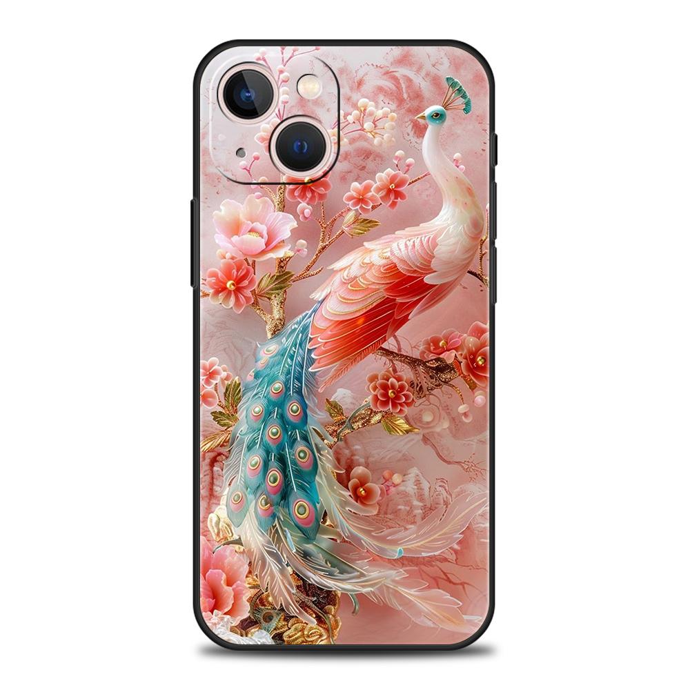 

Flower Floral Bird Phone Case for iPhone 16 15 14 13 12 Pro Max 11 Pro Max 7 8 Plus 16E XR Shockproof Soft TPU Shell Fundas Bags iPhone 14 Pro