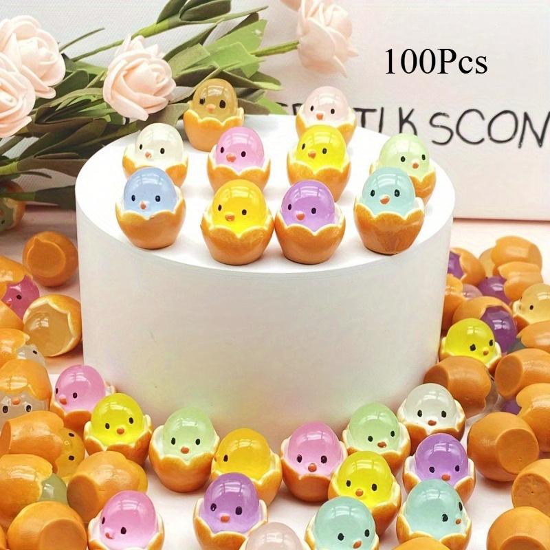 

100pcs Mini Resin Glow in the Dark Hatching Chicks, Animal Chicken Set,Resin,Indoor/Outdoor Decor,Home, Statue Figurines for Multiple Room Types 100 Packs