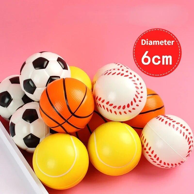 6.3cm Squeeze Ball Toy Football Basketball Soft Foam Sponge Baseball Tennis Toys for Kids Children