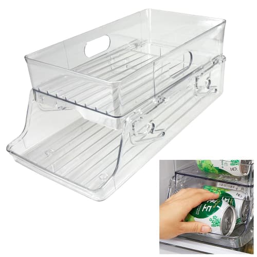 

350ml Canned Juice Storage, 2-Tier, Rolling, First-In/First-Out, Anti-Skip, Foldable, Refrigerator