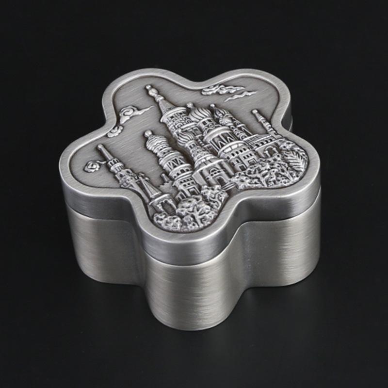 Metal Creative European Desktop Jewelry Box Zinc Alloy Castle Jewelry Storage Box Birthday Wedding Ring Packaging Box