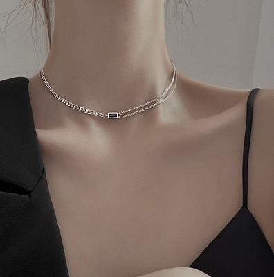 Quadratische Halskette Damen Sommer Nische Schlüsselbeinkette Hip-Hop trendige Persönlichkeit schlicht leicht luxuriös vielseitige Halskette
