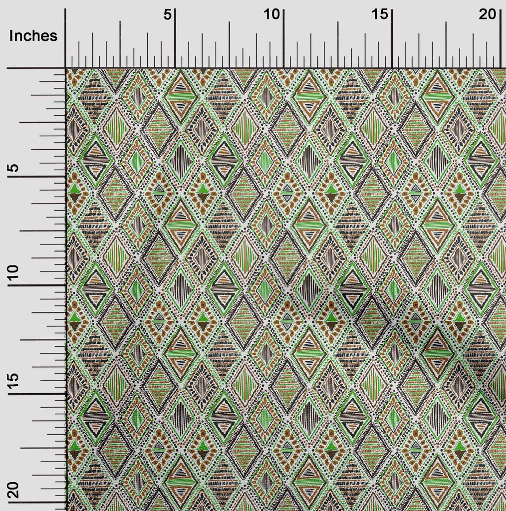 oneOone Cotton Flex Green Fabric Tribal Quilting Supplies Print Sewing Fabric by The Yard 40 Inch
