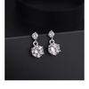 Women Inlaid Shining Zircon Double Zirconia Sterling Silver Pin Geometric Fashion Earrings