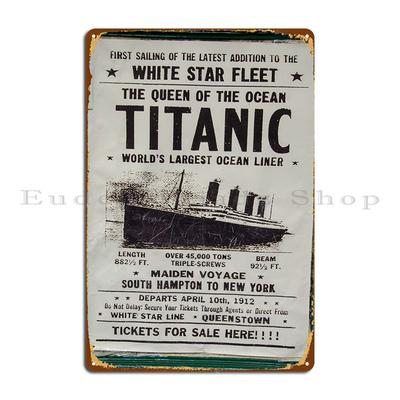 Titanic Ticket Poster Metallschilder Eisen Party Malerei Benutzerdefiniertes Kino Blechschild Poster