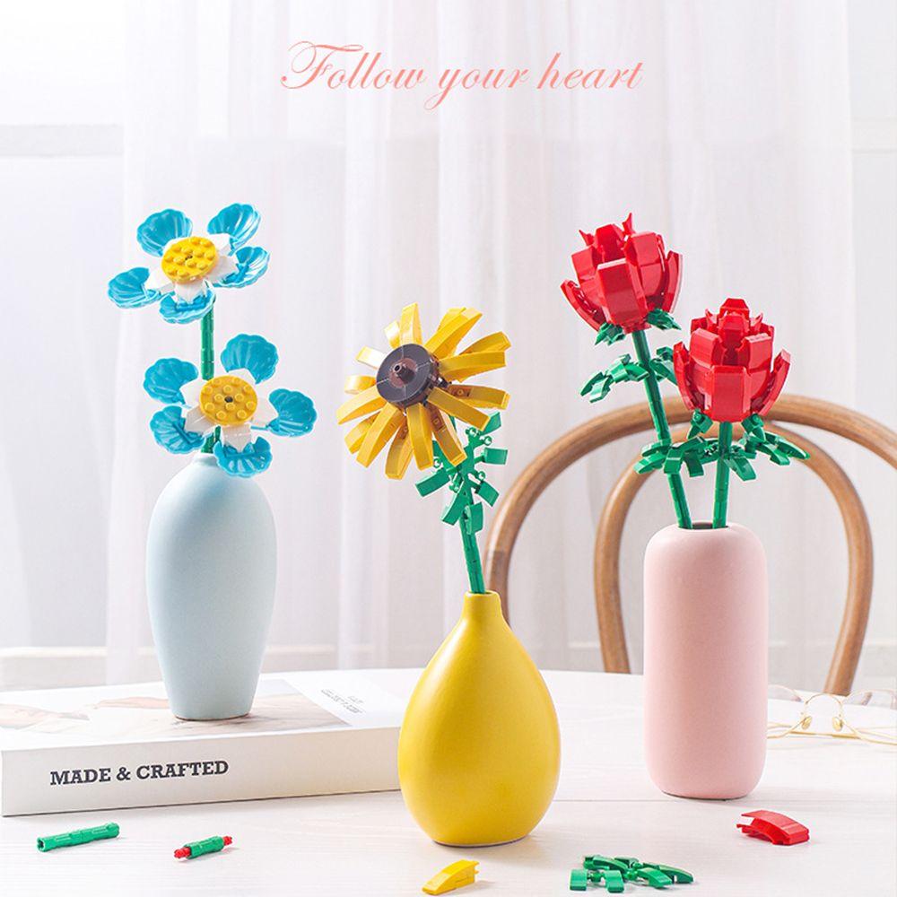 

Three-dimensional Model Building Kits Building Blocks Flower Bricks Rose Flower Toy Flower Bouquet