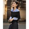 Demana Damen Wollmischung Color-Block Rollkragen Strickpullover