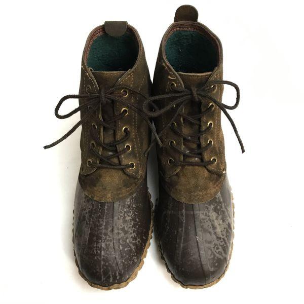 Sorel Vintage 70. léta - 80. léta Kanada Kožené Sněhové Lovci Bean Boots 26.0-27.0 Hnědé Kožené Boty(POUŽITÝ)