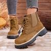 Round Toe Lace-up Muffin Suede Plus Size Booties 2025 Winter Thick Heel British Style Martin Boots for Women