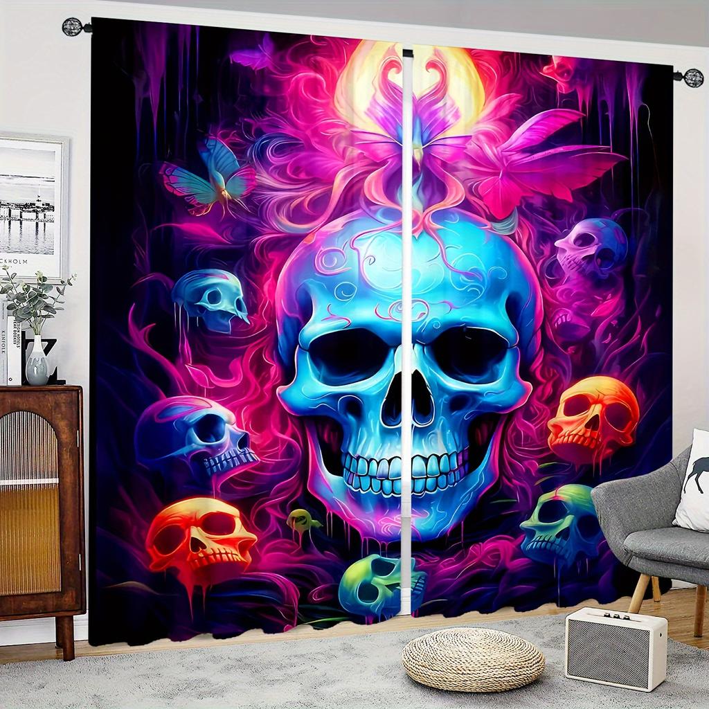 2 Stück Rote Spinnennetz HD Digitaldruck Vorhänge Heimdeko Wohnzimmer Schlafzimmer Stangentaschenvorhänge Arbeitszimmer Fenster Büro Heimdeko