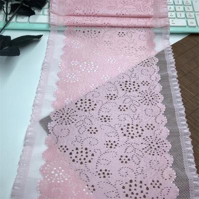 ( 2 Colors ) Elastic Lace, 23cm Wide Stretch Elastane Lace Fabric for Lingerie, Bra, Underwear, Dress, Garment, Sewing & Crafting