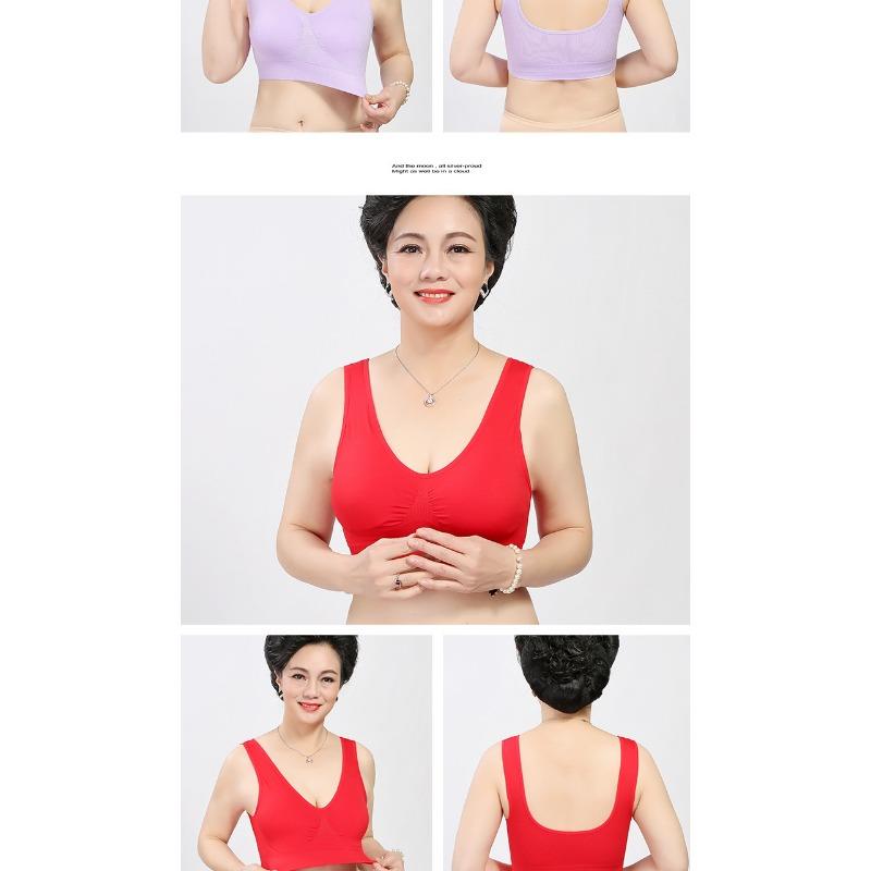 Plus Size Wire Free Vest Style Comfortable Thin Sports Bra For Mature Women