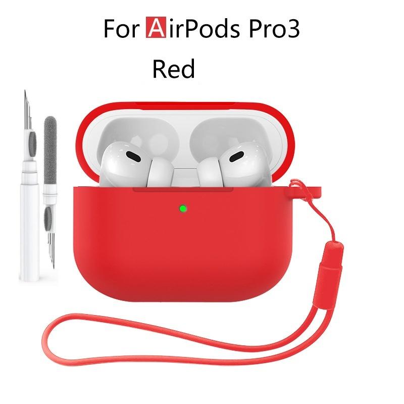 New 2025 For Apple Airpods Pro 3 Case Soft Silicone Full Protective Cover with Cleaning Kit and Keychain for Airpods Pro 3 Case