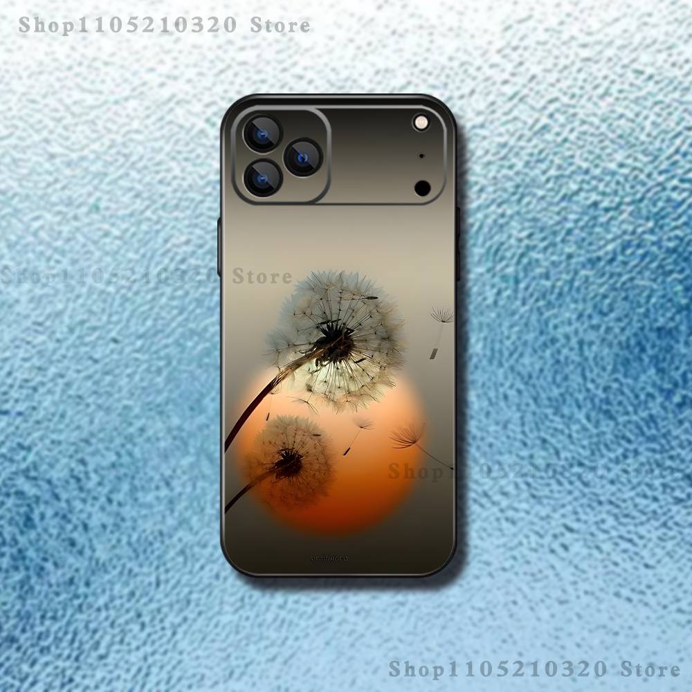 Dandelion Art Phone Case For iPhone 17,16,15,14,13,12,11,Pro Max,XSX,,XR,SE,Mini,8,7,Soft Silicone Black Cover