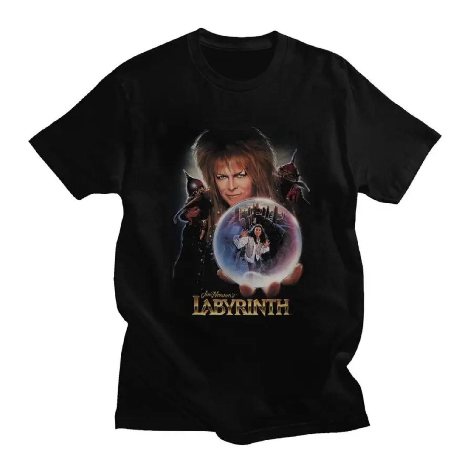 Custom Jareth The Goblin King Labyrinth T Shirts for Men Pure Cotton Tees Short-Sleeve Casual T-shirt Clothing S чёрный