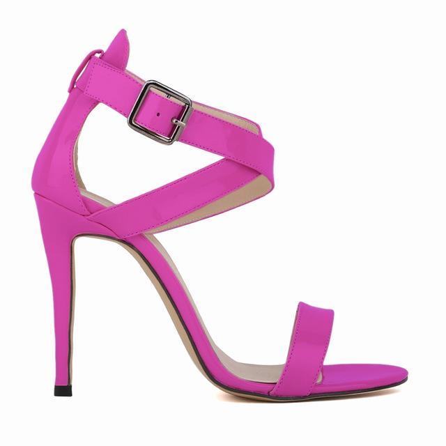 Dámské sexy lodičky s otevřenou špičkou lakovaná tenká kůže vysoké podpatky červené svatební boty 11cm dámské letní sandály